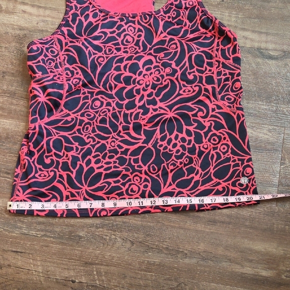 Talbots Tank Top With Razer Back Built-in Bra Size XL Black And Coral - Picture 4 of 7